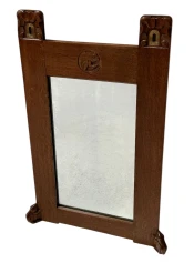 Arts & Crafts Wall Mirror with Hand-Carved Frogs by Kobus de Graaff, 1900s